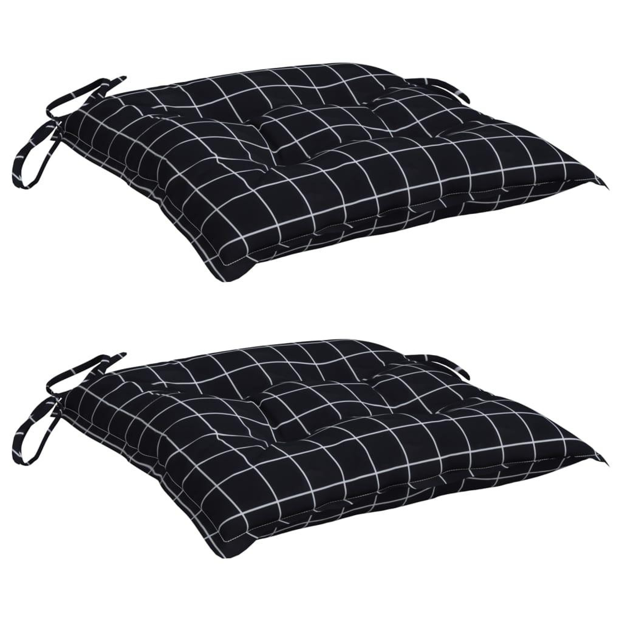Voir la diapositive 3 : VIDAXL Coussins de chaise lot de 2 carreaux noir 40x40x7 cm tissu