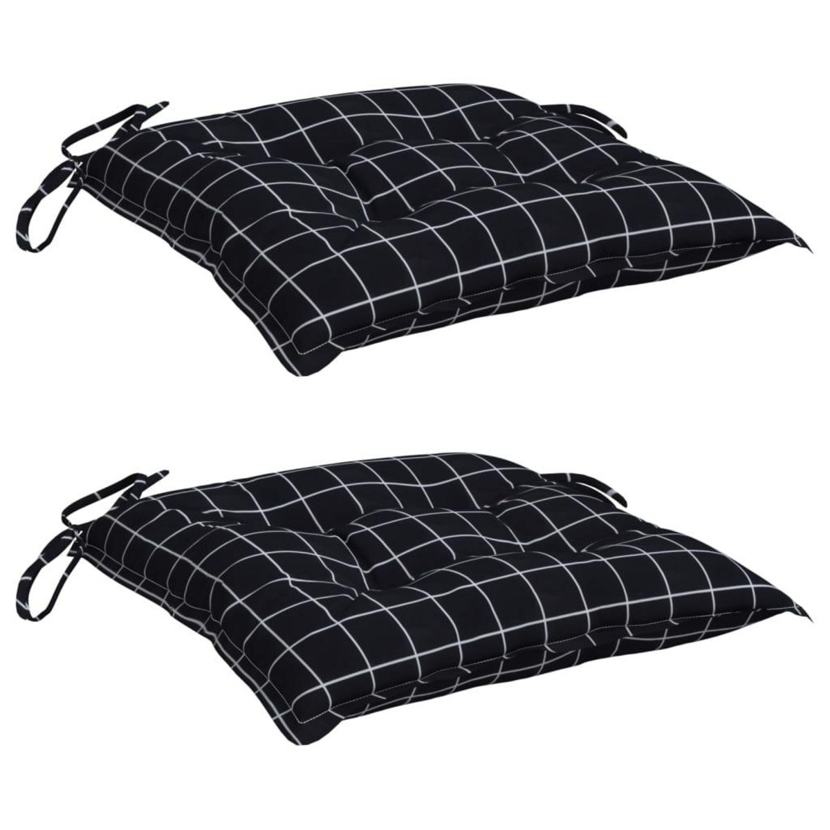 VIDAXL Coussins de chaise lot de 2 carreaux noir 40x40x7 cm tissu