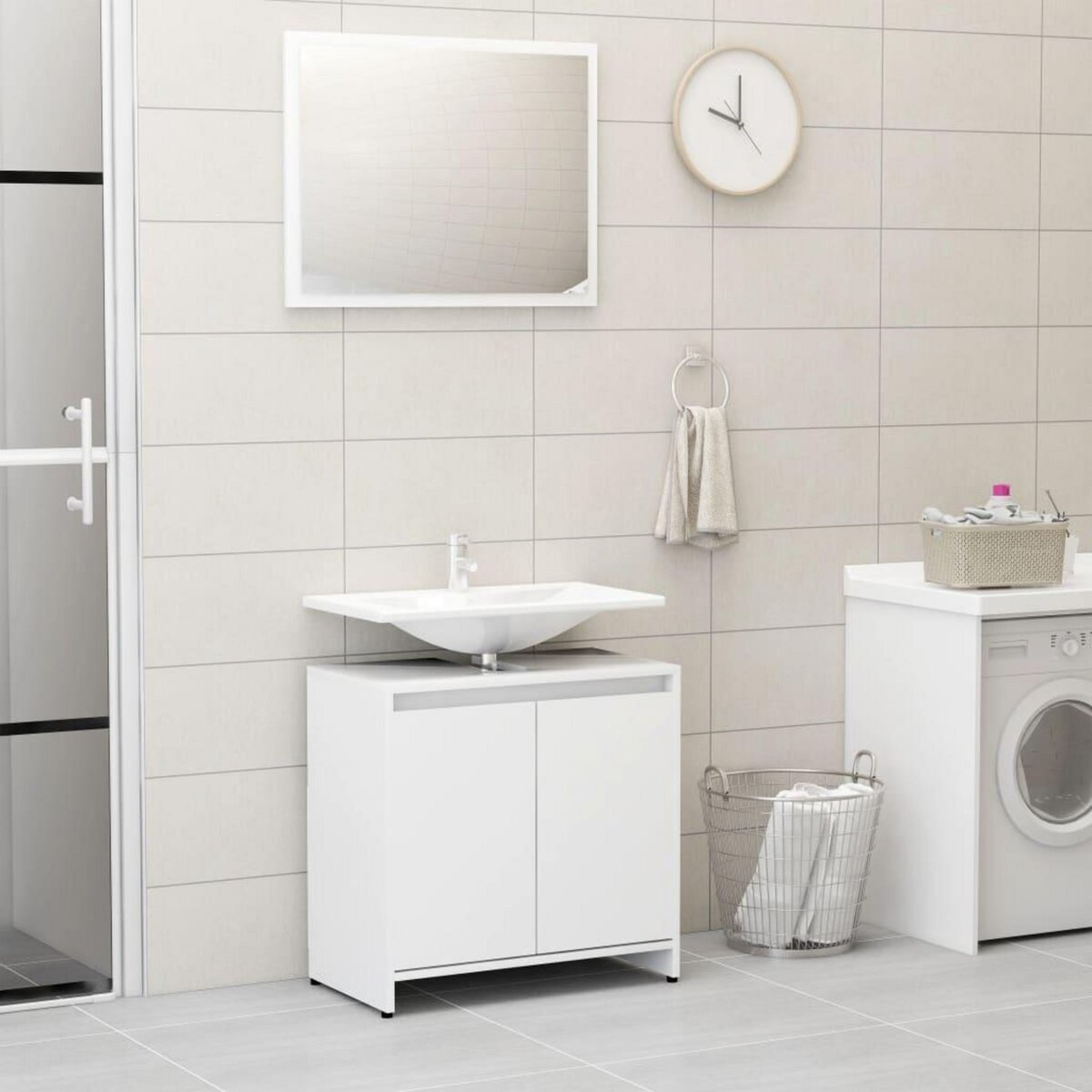 VIDAXL Ensemble de meubles de salle de bain Blanc Bois d'ingenierie