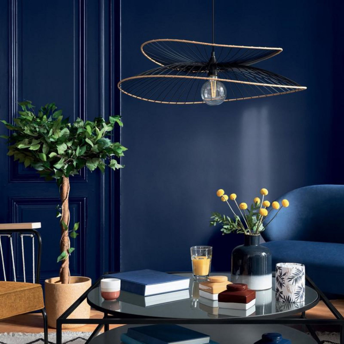 ATMOSPHERA Suspension filaire  Alara  en métal noir Diamètre 70 cm Atmosphera