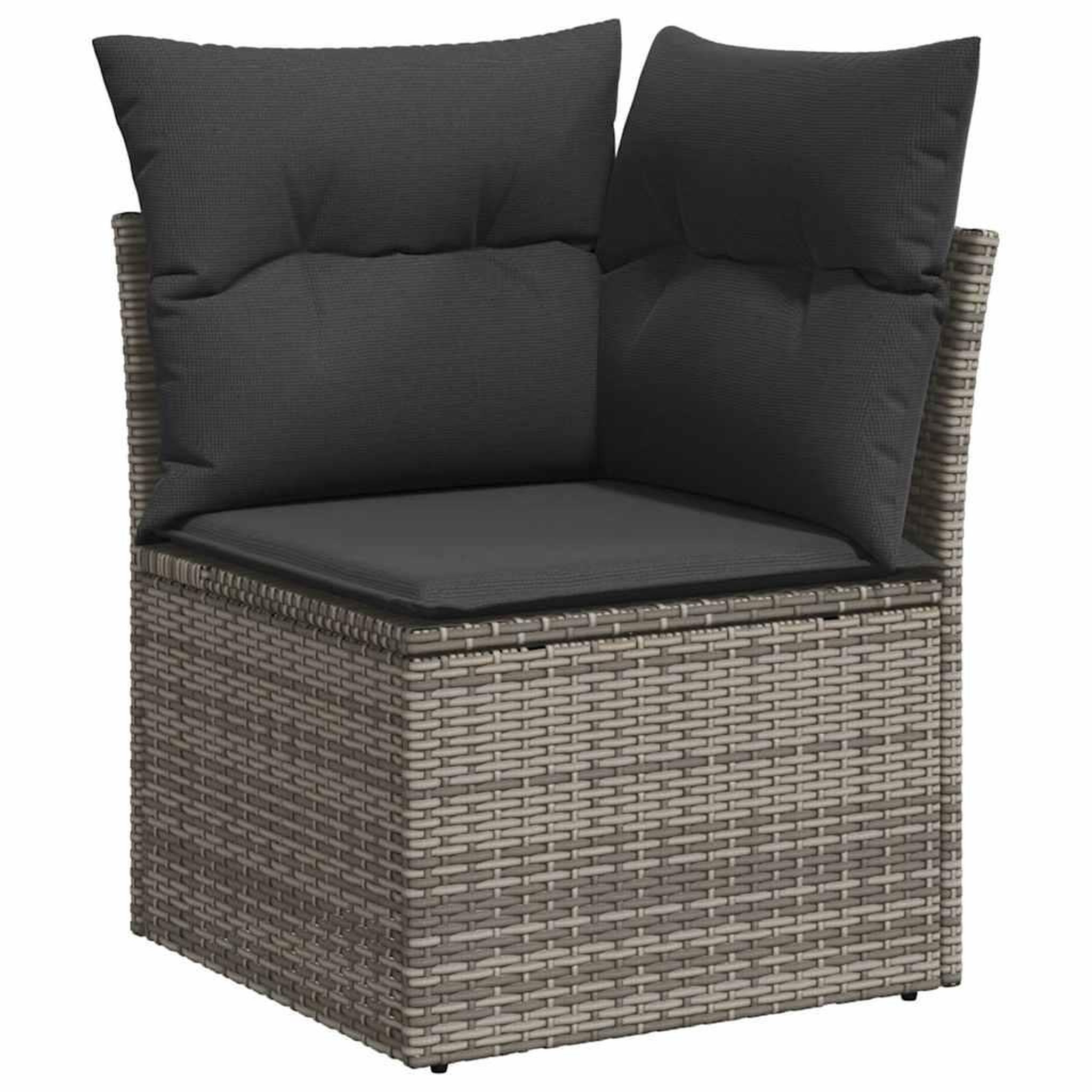 Voir la diapositive 4 : VIDAXL Salon de jardin avec coussins 7 pcs gris resine tressee acacia
