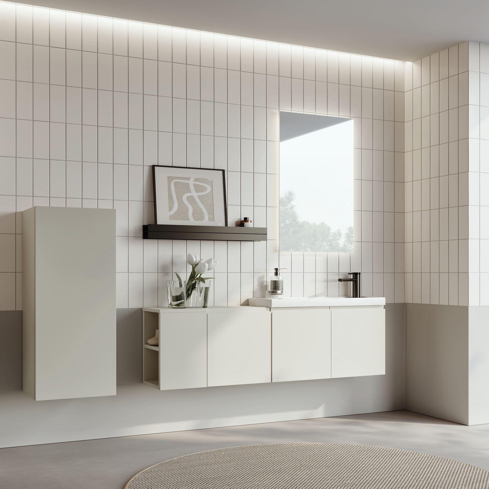 Voir la diapositive 4 : Habitat et Jardin Armoire de Salle de Bain  Ferla 30  - 30 x 25 x 100 cm - Matte Cashmere