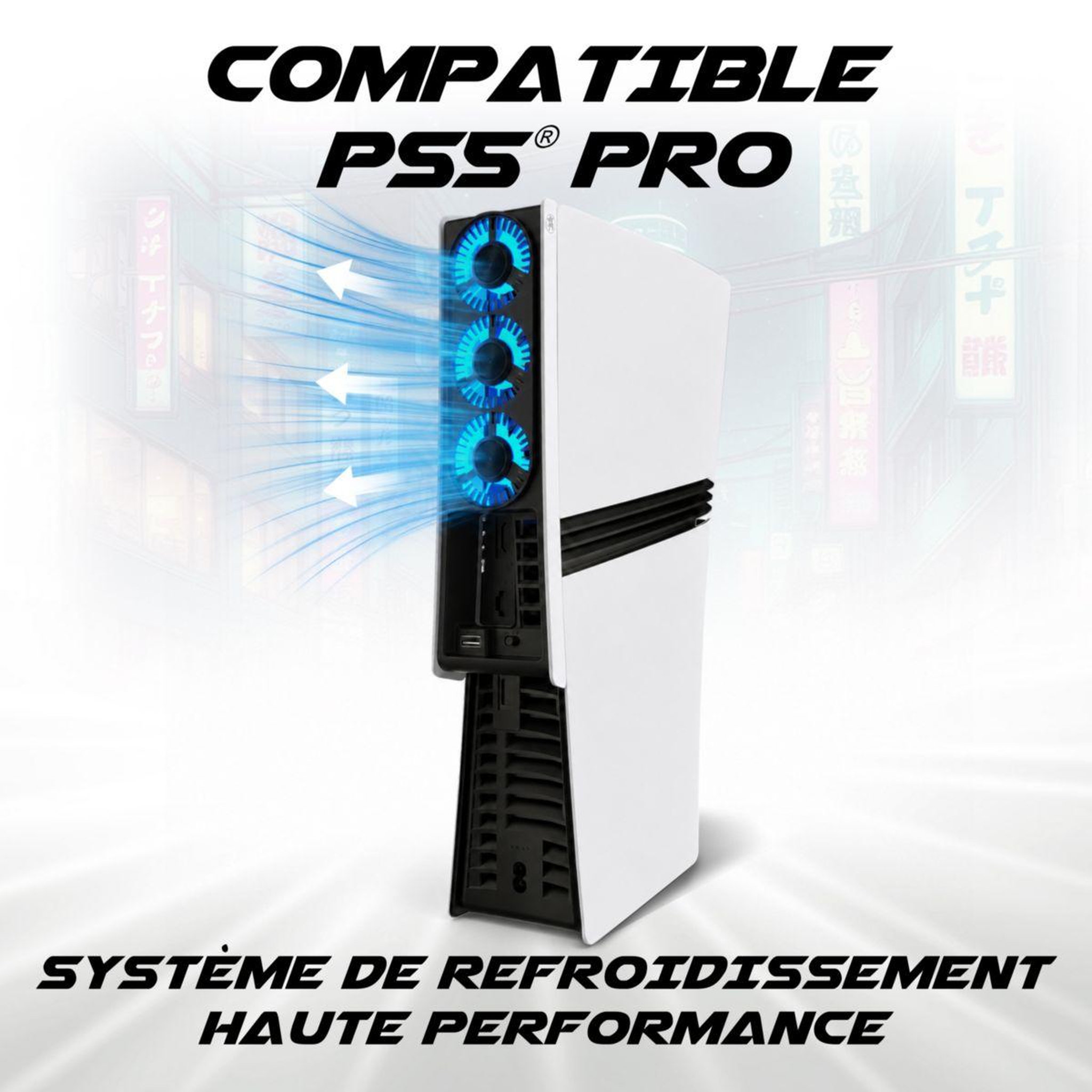 Voir la diapositive 2 : AKUMA Support console ventilateur cyber w01 led ps5 pro