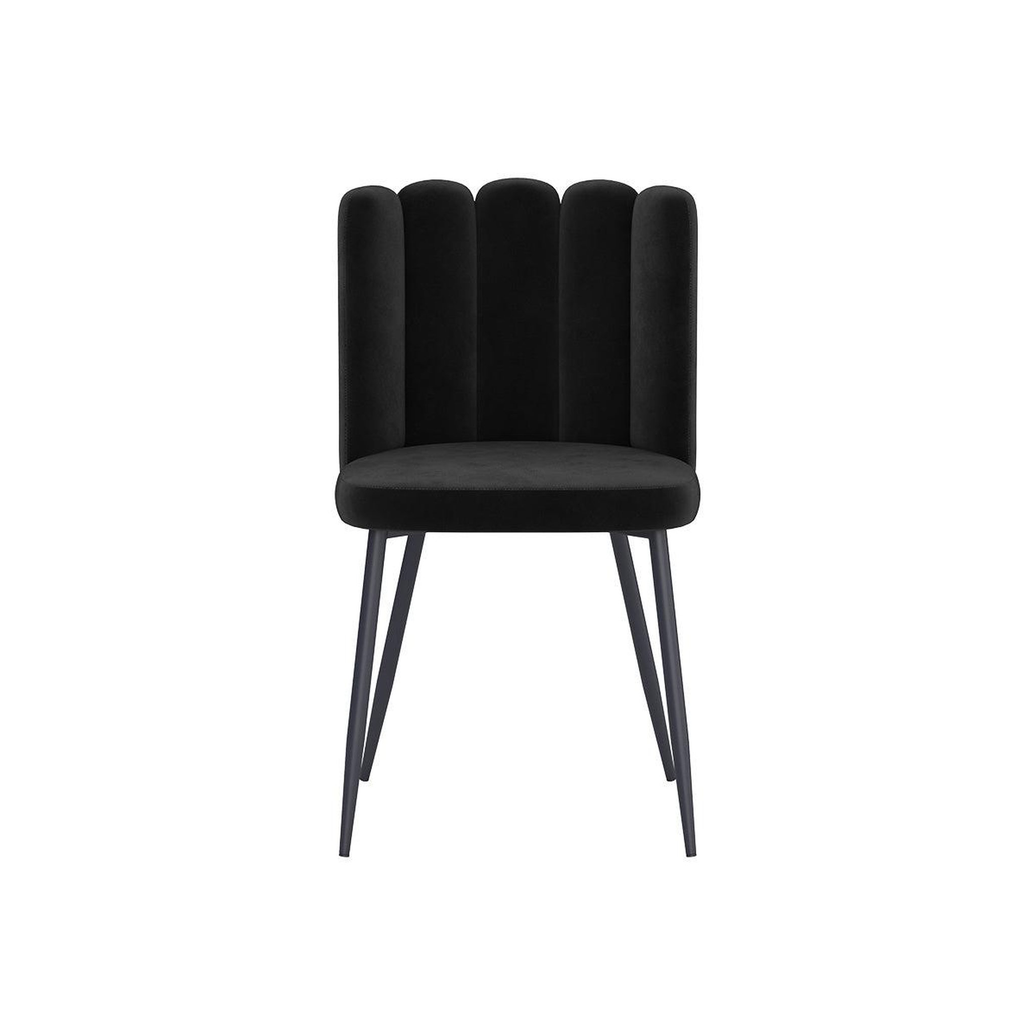 Voir la diapositive 6 : MAISON PAVANE Lot de 2 chaises en velours noir et pieds en métal noir-rosy