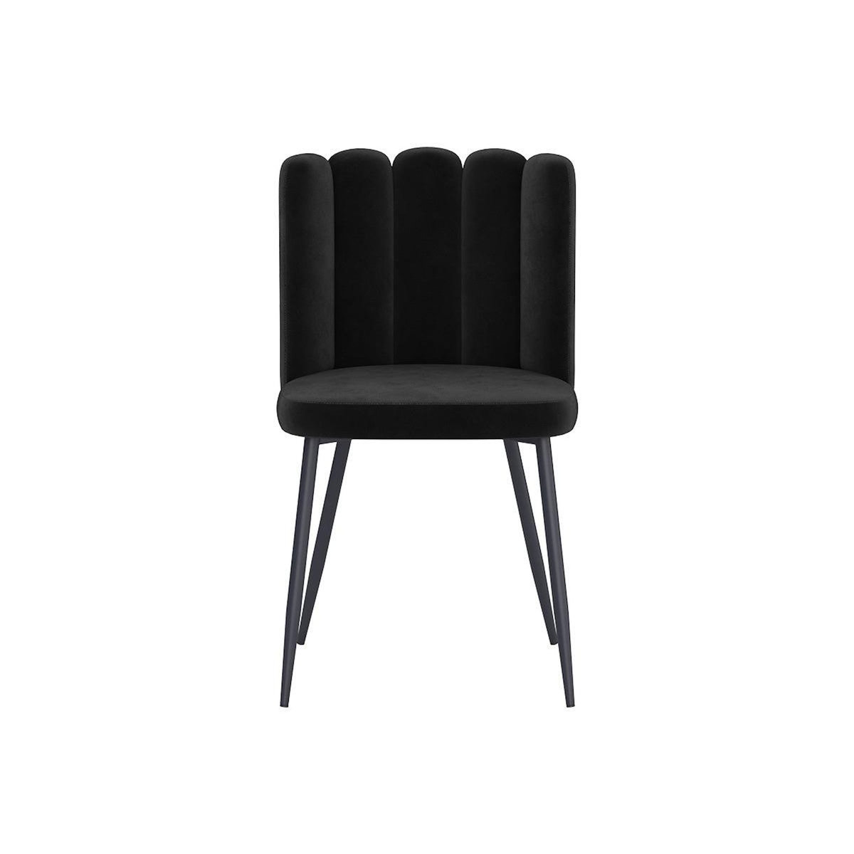 MAISON PAVANE Lot de 2 chaises en velours noir et pieds en métal noir-Rosy