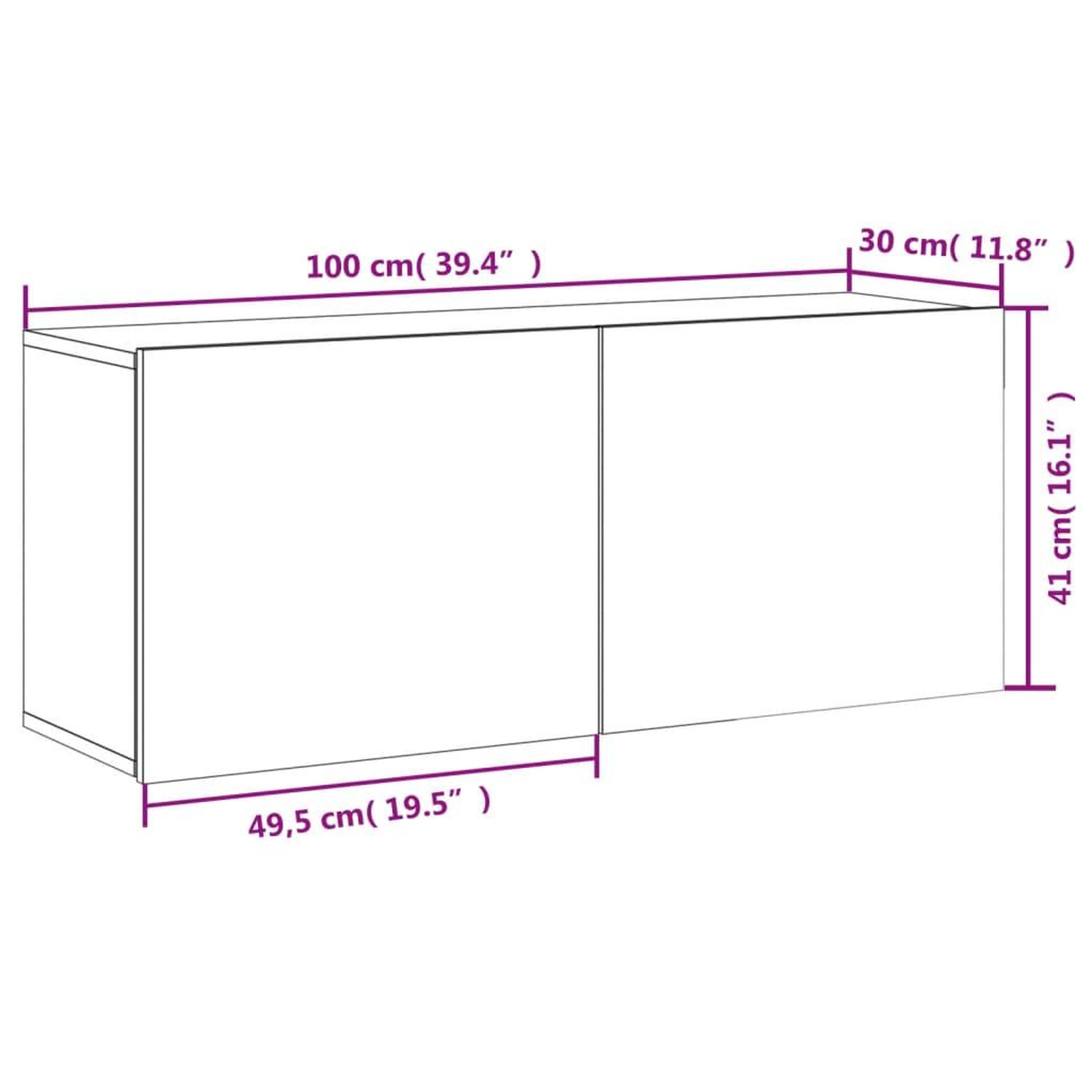 Voir la diapositive 6 : VIDAXL Meuble TV mural chene sonoma 100x30x41 cm