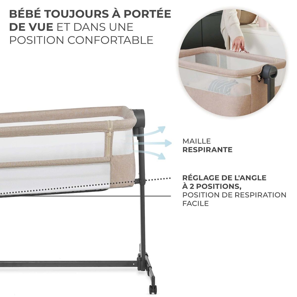 KINDERKRAFT Lit bébé multifonctionnel - cododo et berceau autonome