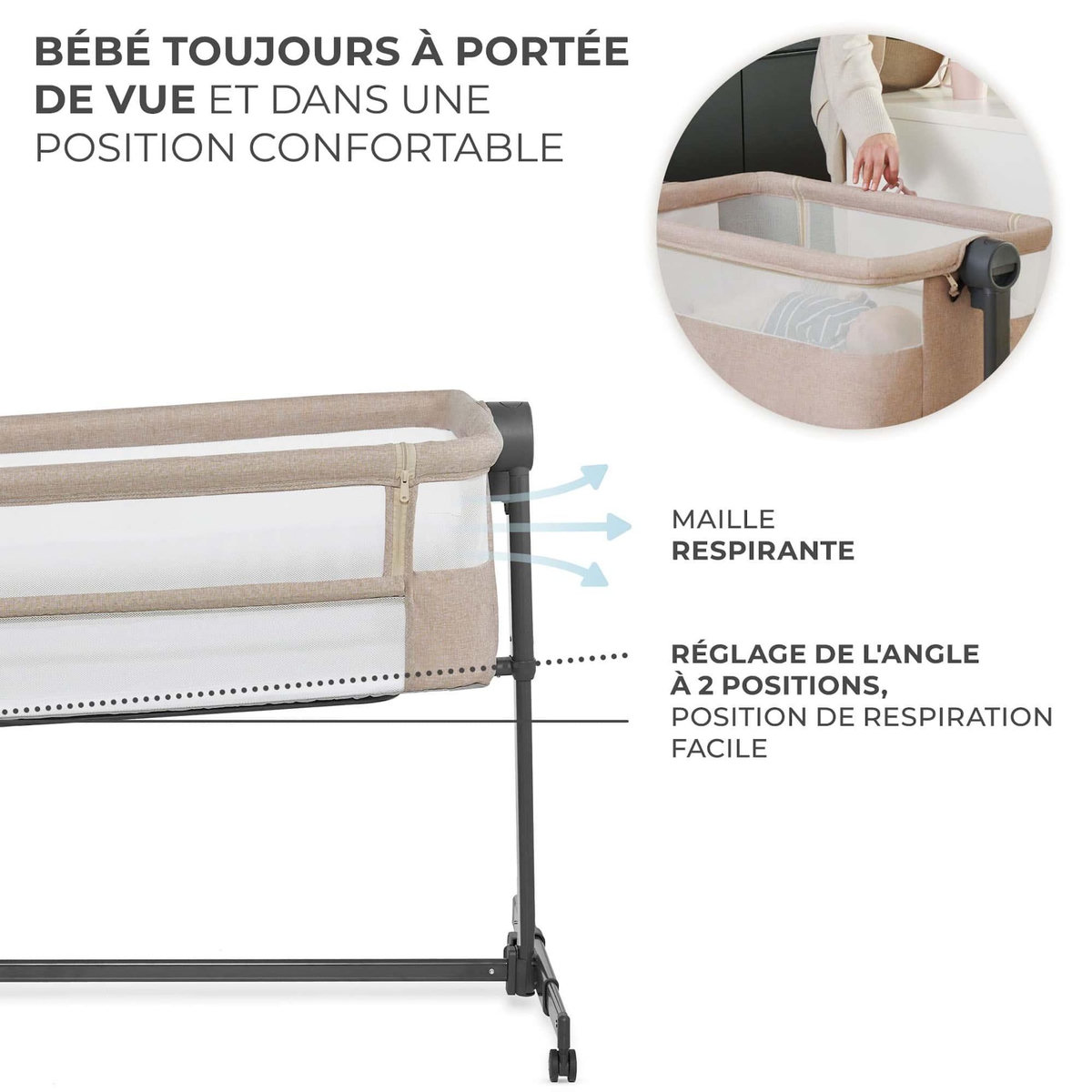 KINDERKRAFT Lit bébé multifonctionnel - cododo et berceau autonome