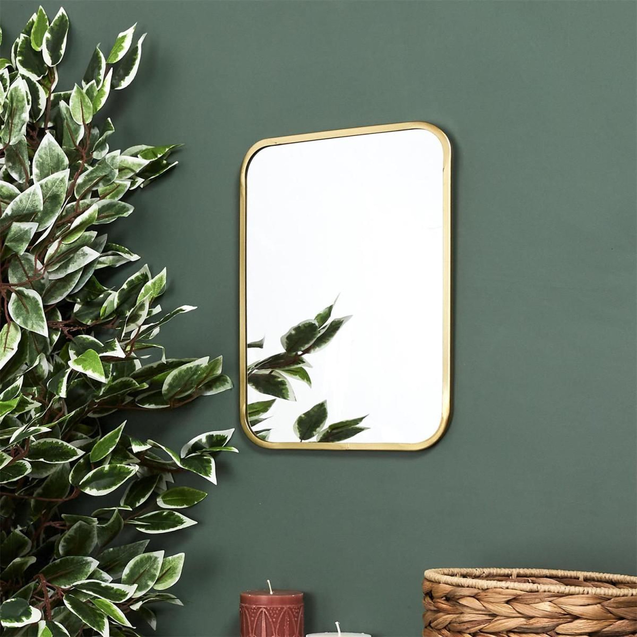 Voir la diapositive 3 : The Home Deco Factory Miroir Mural Déco  Contour Carré  34cm Or