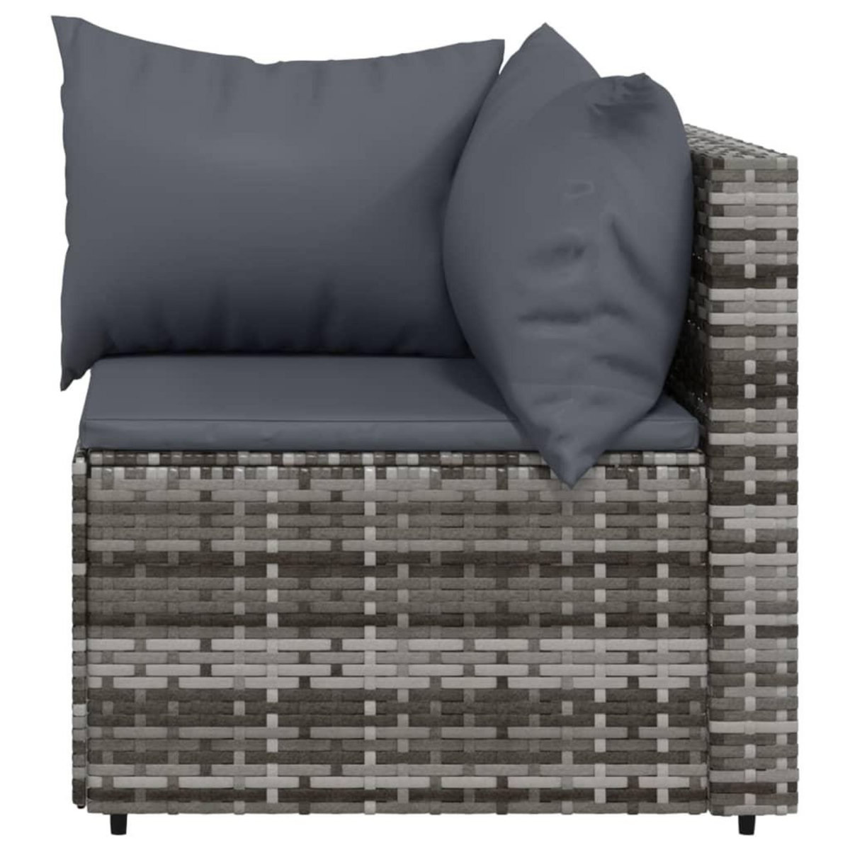 VIDAXL Salon de jardin 4 pcs avec coussins Gris Resine tressee