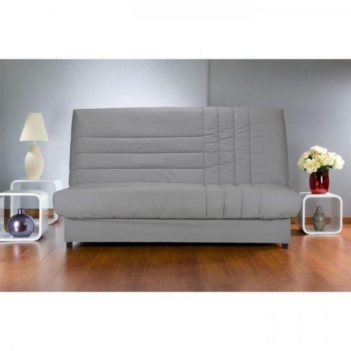 BULTEX COMFORT BULTEX Banquette clic-clac 3 places - Tissu gris - Made in France - L 192 x P 95 cm - BEIJA