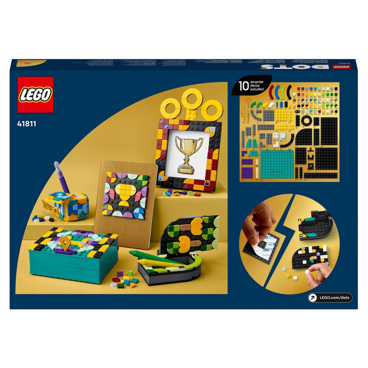 LEGO DOTS 41811 - Ensemble de bureau Poudlard, Accessoires et Fournitures de Rentrée Scolaire, Jouet Harry Potter, Décoration Bureau,