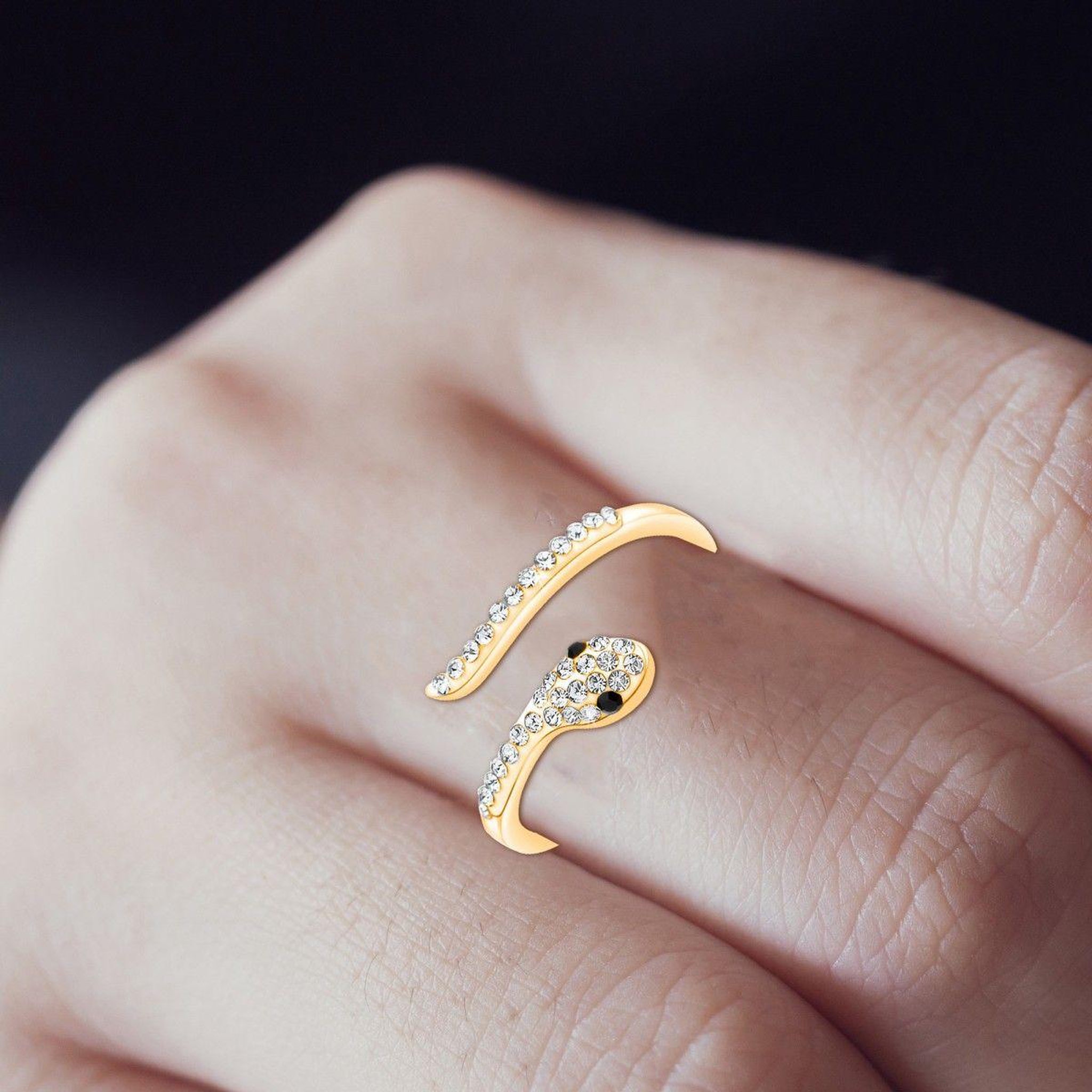 Voir la diapositive 2 : SC BOHEME Bague ajustable serpent SC Bohème ornée de Cristaux scintillants
