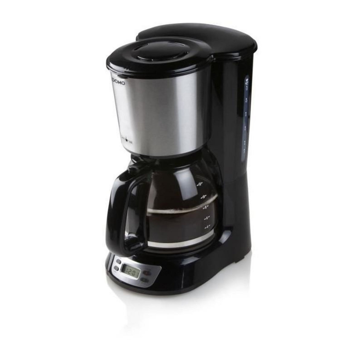 Domo Cafetiere Filtre - DOMO - DO708K - 1000 W - 1,5 L - 12 tasses - Ecran LCD - Minuteur 24 h - Noir et acier inoxydable