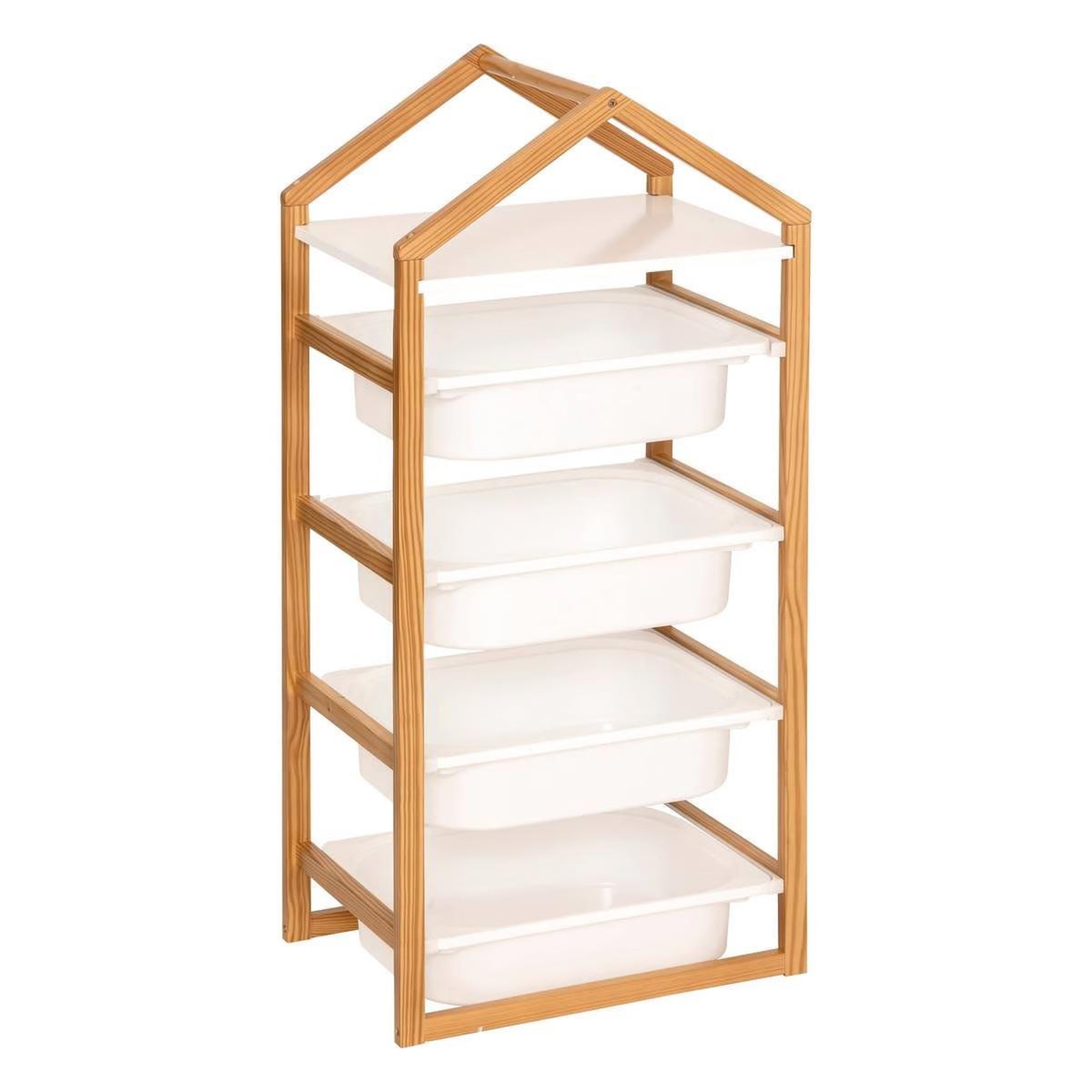 Voir la diapositive 1 : Atmosphera Kids Meuble de rangement 4 bacs  bako  94cm blanc