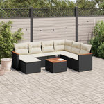 VIDAXL Salon de jardin 8 pcs avec coussins noir resine tressee
