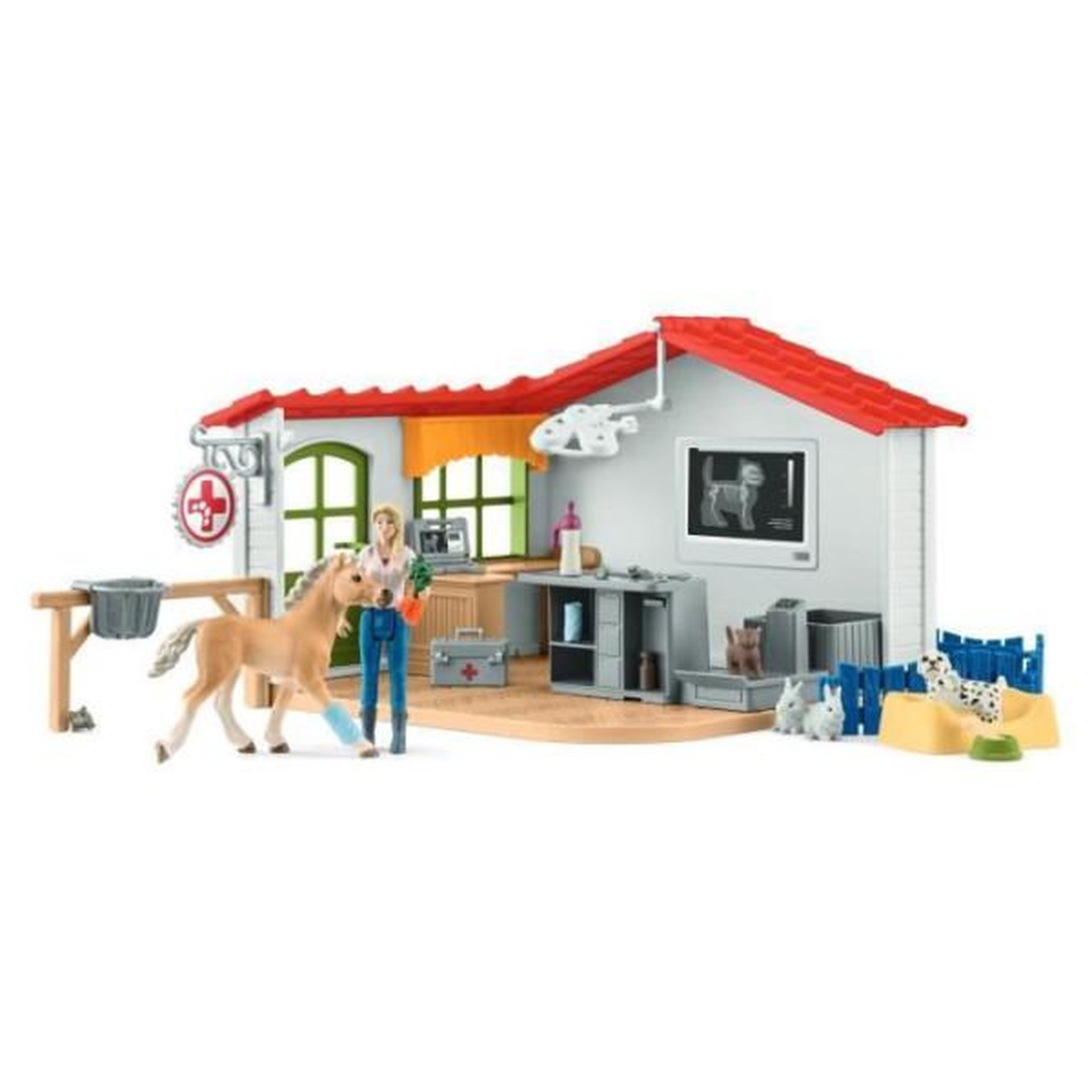 Voir la diapositive 2 : Schleich Cabinet vétérinaire avec animaux, coffret de 43 pieces avec figurine vétérinaire, animaux et accessoires, jouets animaux de