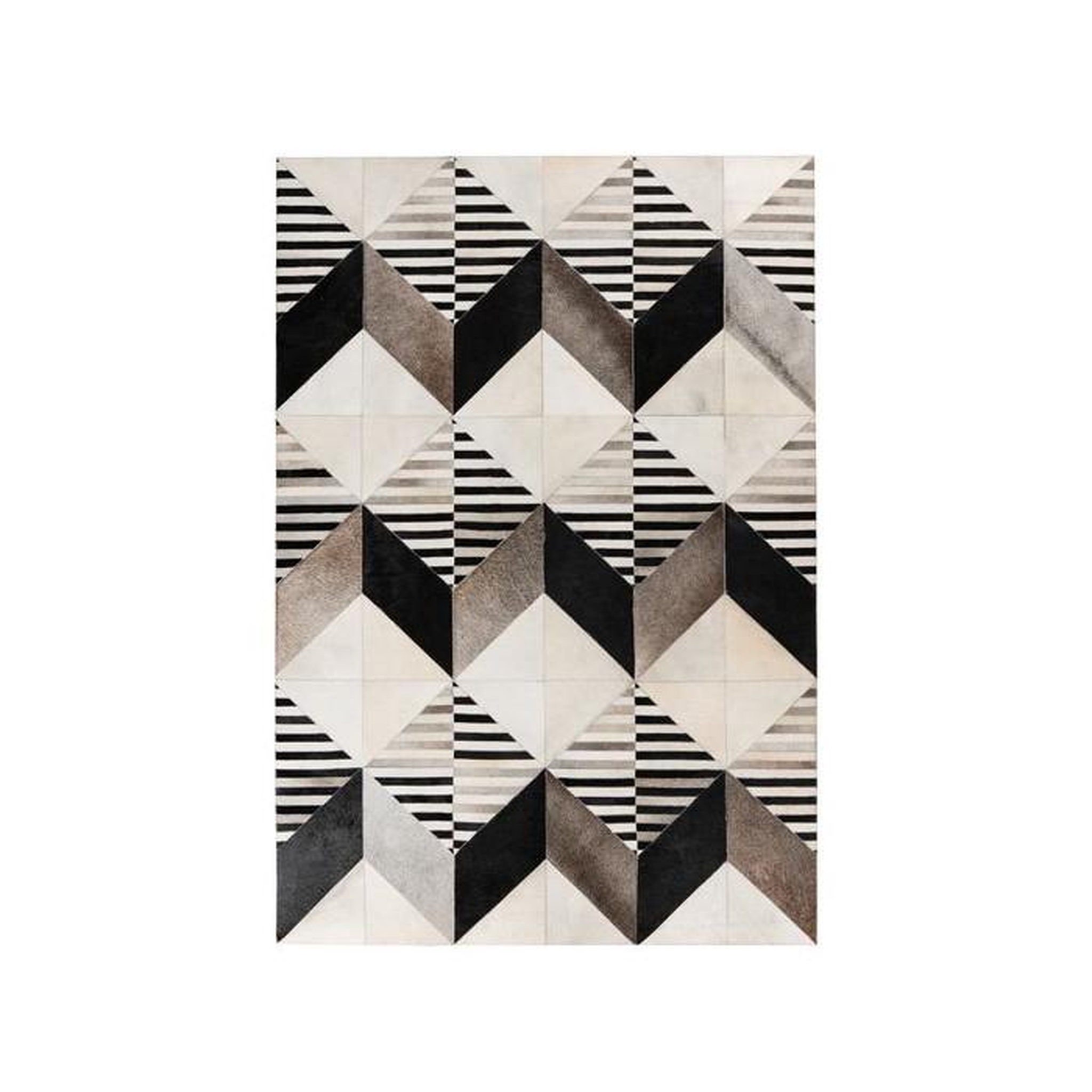 Paris Prix Tapis Fait Main en Cuir  Lavin IV  Noir & Multicolore. Coloris disponibles : Noir