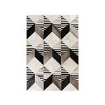 Paris Prix Tapis Fait Main en Cuir  Lavin IV  Noir & Multicolore. Coloris disponibles : Noir