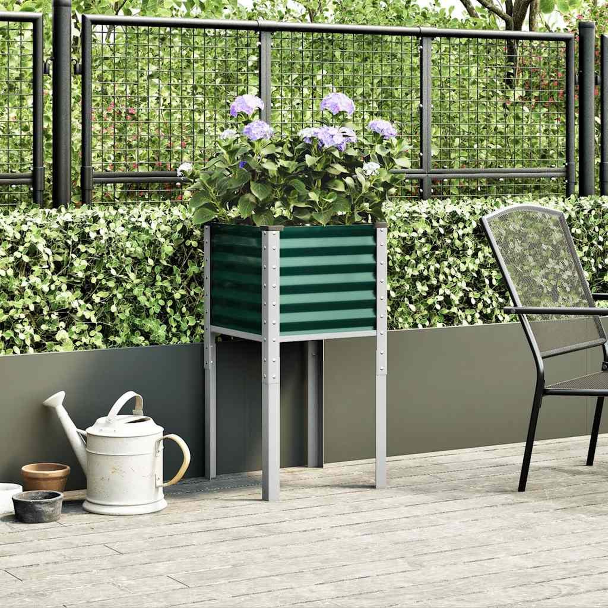 Voir la diapositive 3 : VIDAXL Jardiniere vert 45x45x88 cm acier