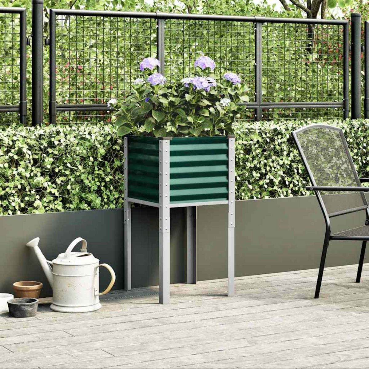 VIDAXL Jardiniere vert 45x45x88 cm acier