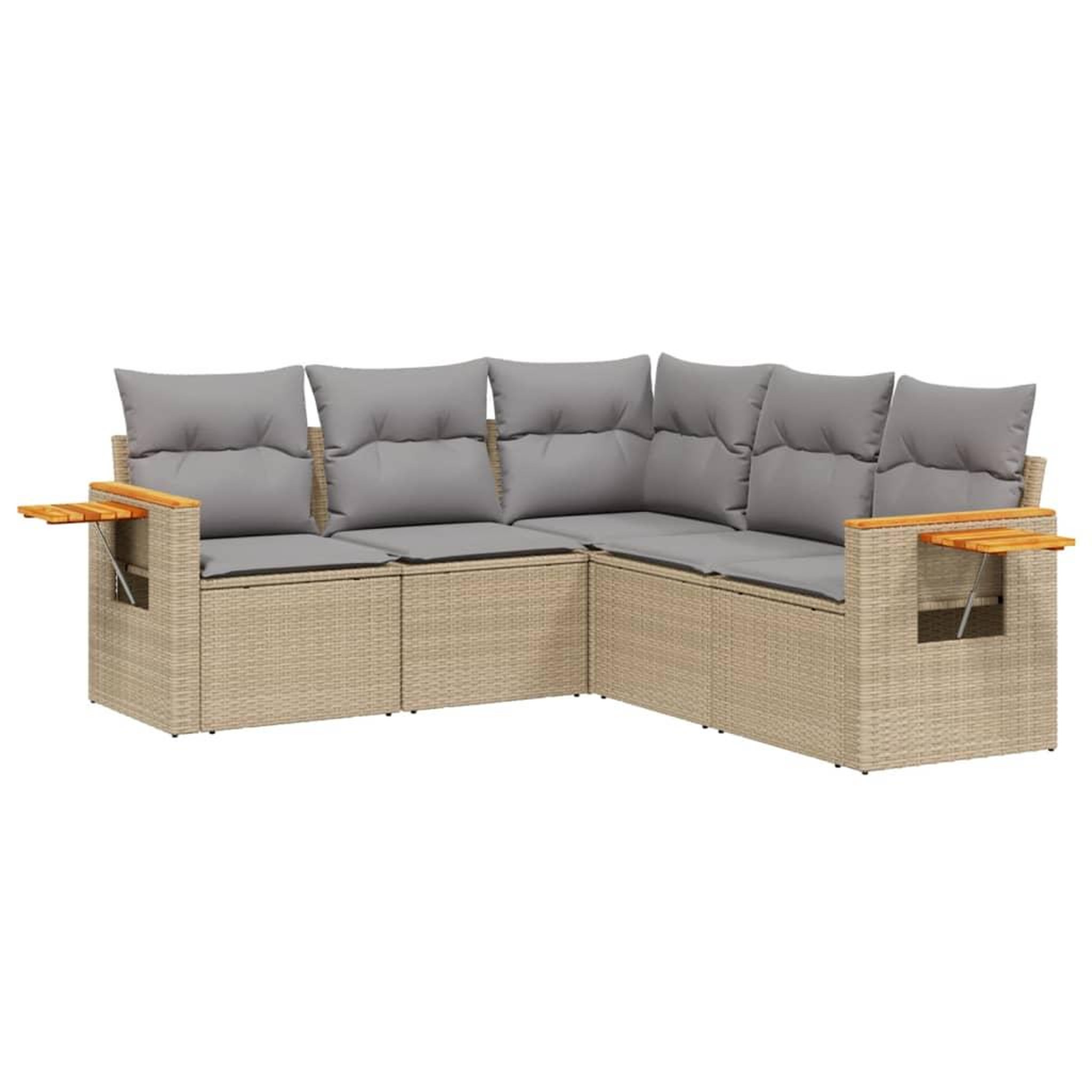 Voir la diapositive 2 : VIDAXL Salon de jardin avec coussins 5 pcs beige resine tressee