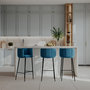 Voir la diapositive 6 : Rendez vous déco Lot de 2 chaises de bar en velours bleu 75 cm-Rosy