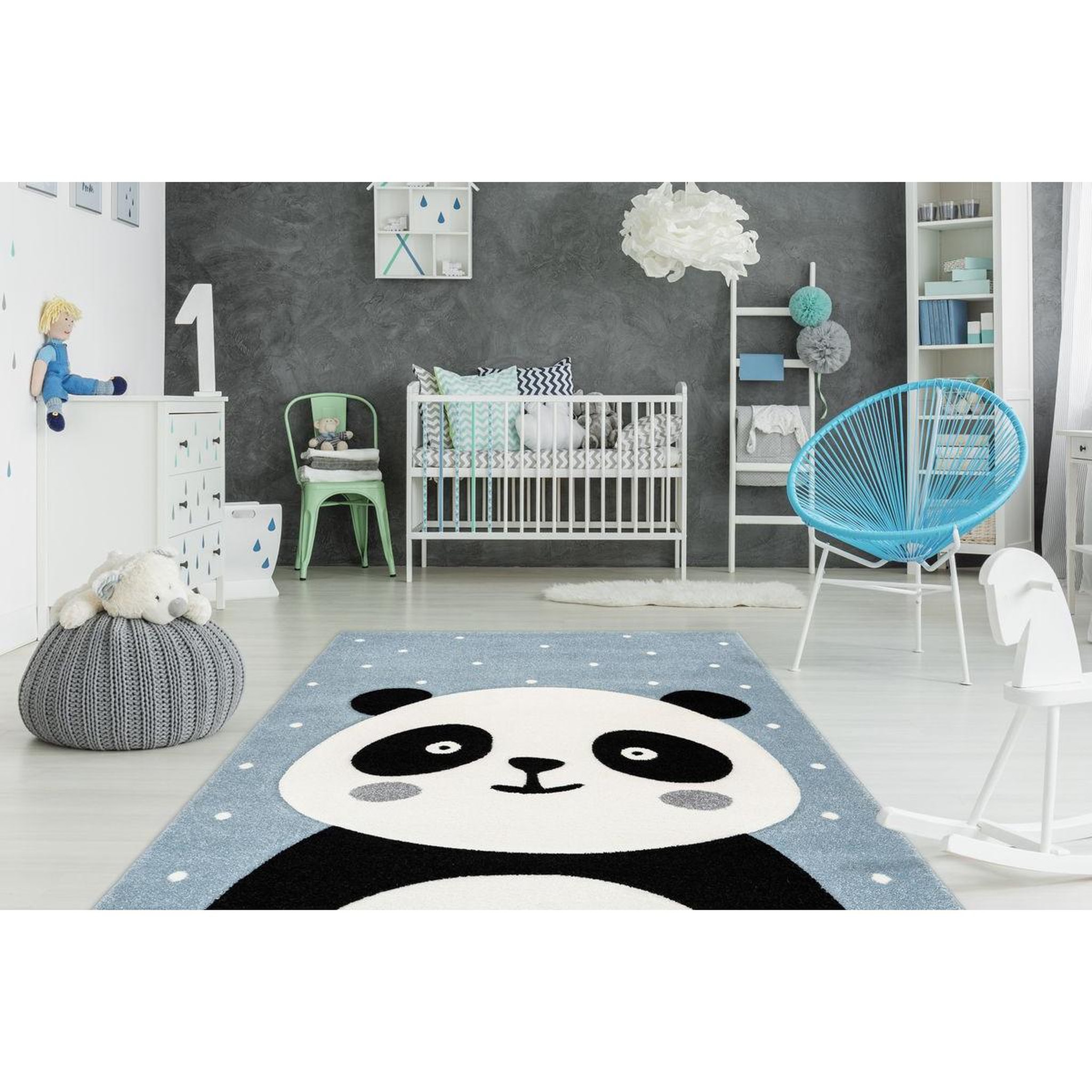 Voir la diapositive 2 : Paris Prix Tapis de chambre enfant panda  madurra  bleu