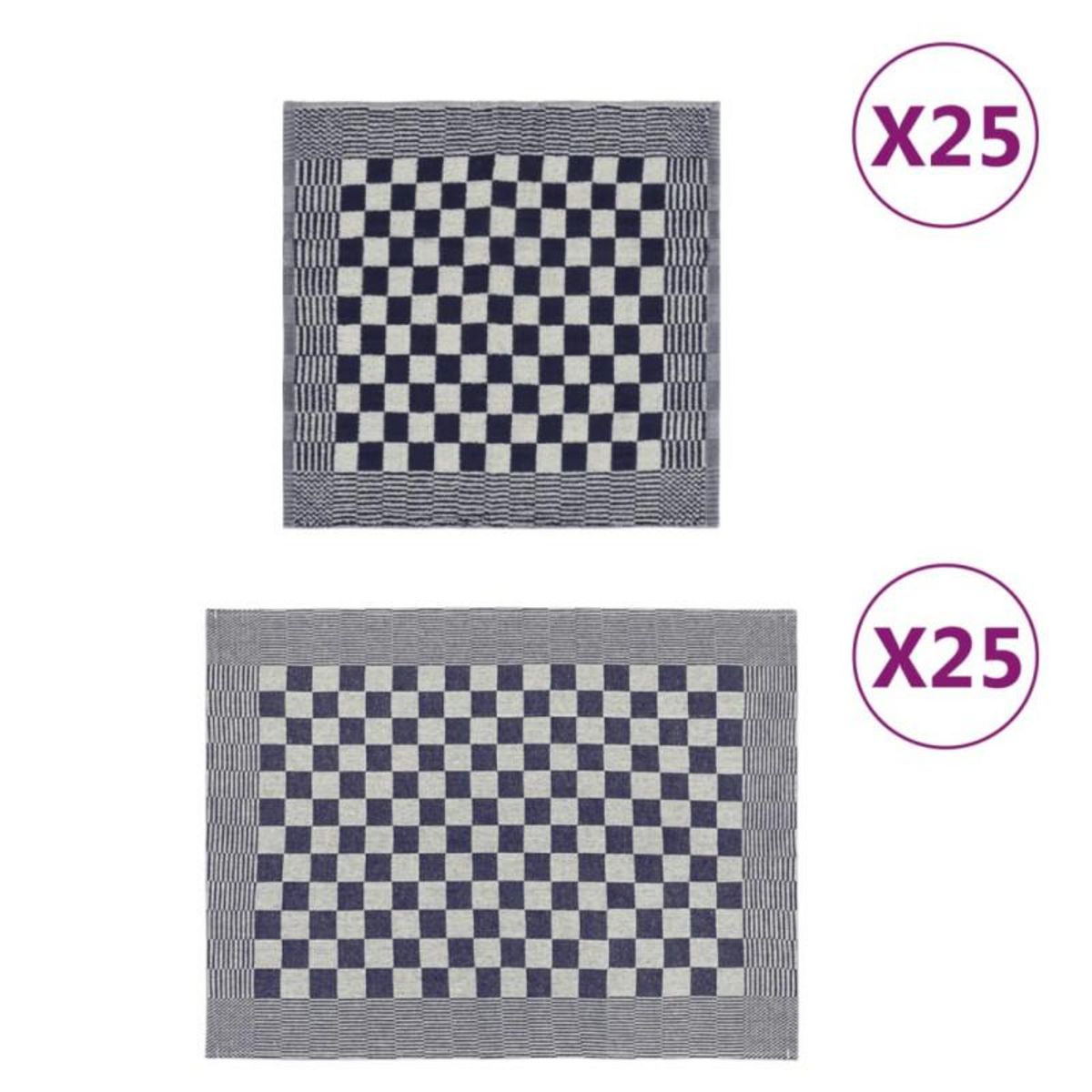 VIDAXL Ensemble de serviettes 50 pcs bleu et blanc coton
