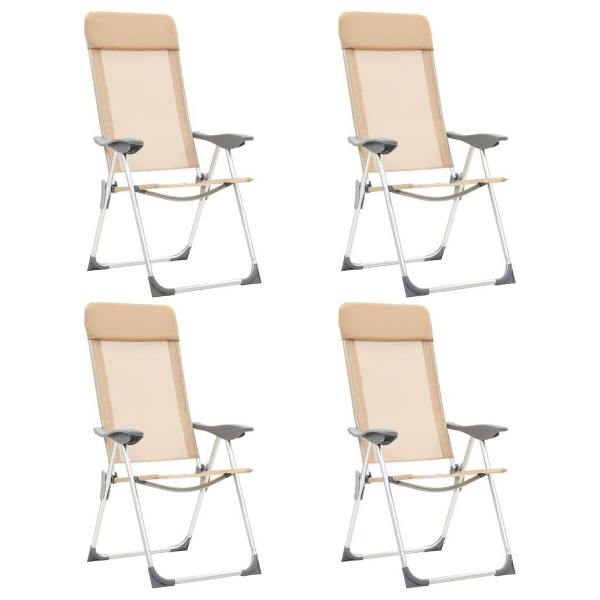 VIDAXL Chaises de camping pliables lot de 4 Creme Aluminium