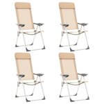 VIDAXL Chaises de camping pliables lot de 4 Creme Aluminium
