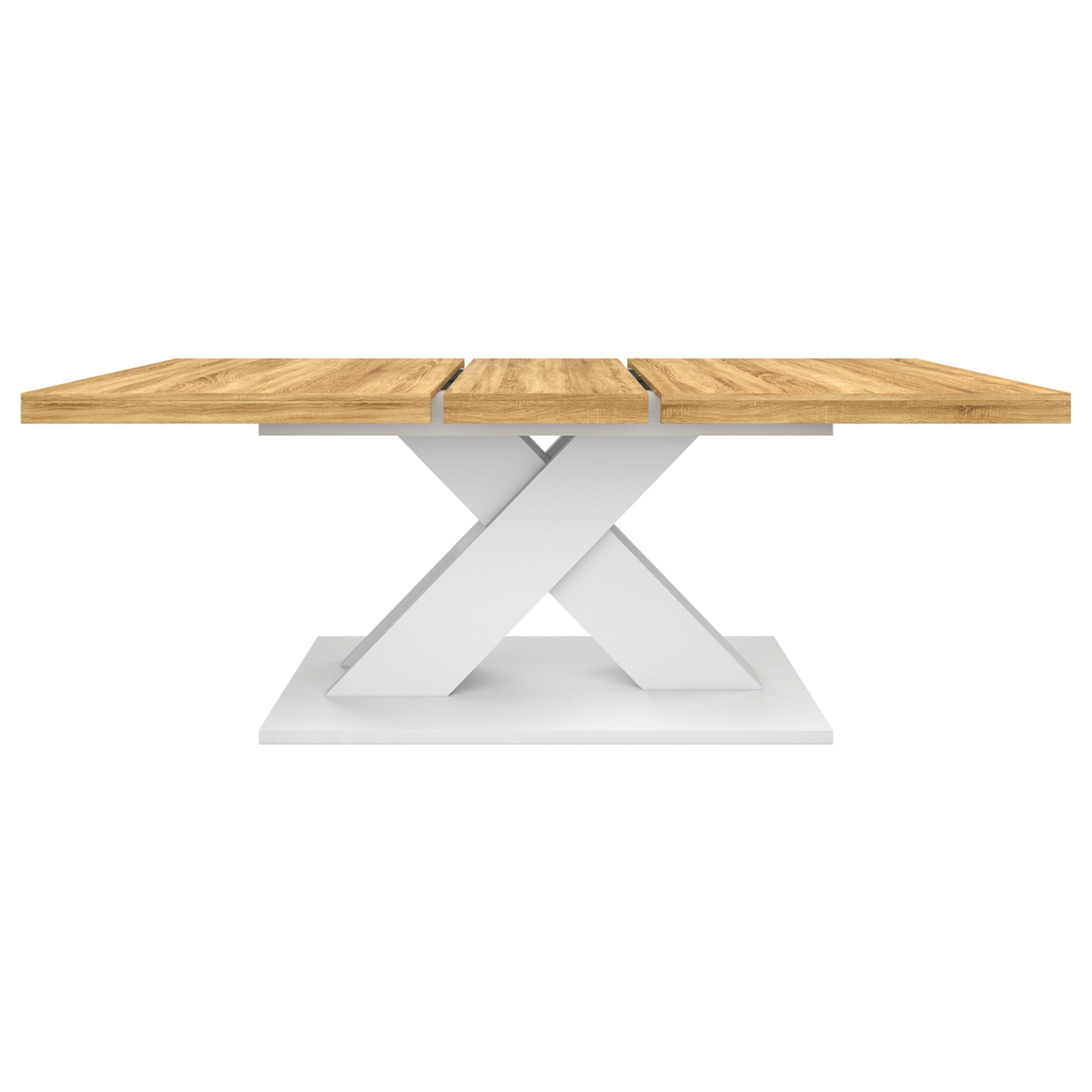 Voir la diapositive 3 : ID MARKET Table à manger extensible rectangle alicia 6-10 personnes bois et blanc 160-200 cm