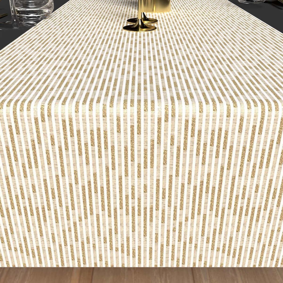 SOLEIL D'OCRE Chemin de table festif imprimé GOLD, par Soleil d'Ocre