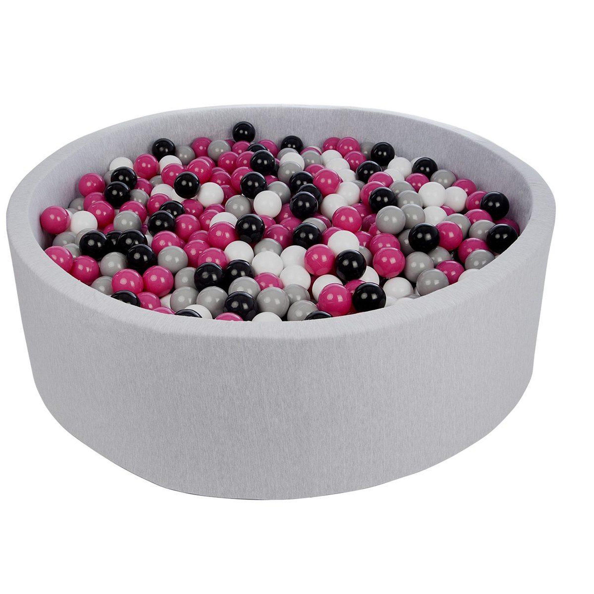 VELINDA Piscine à balles pour enfant, diamètre env.125 cm, + 1200 balles noir, blanc, rose,gris