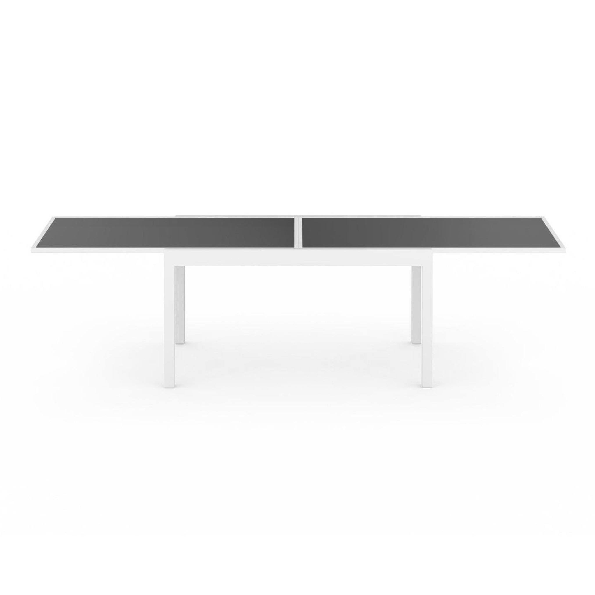 Voir la diapositive 3 : ID MARKET Salon de jardin madrid table extensible 135-270 cm et 12 chaises empilables blanc et gris
