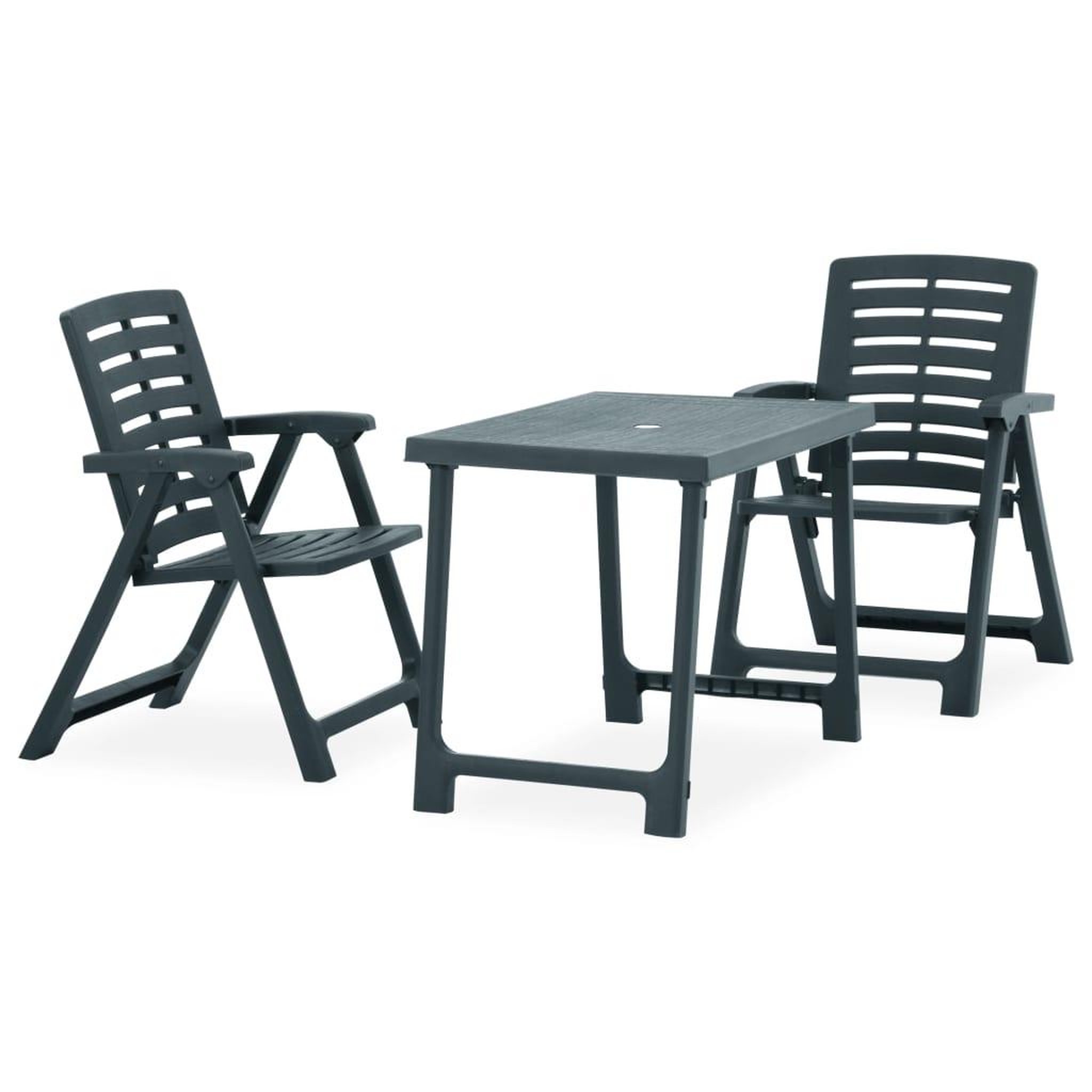 Voir la diapositive 1 : VIDAXL Ensemble de bistro pliable 3 pcs Plastique Vert
