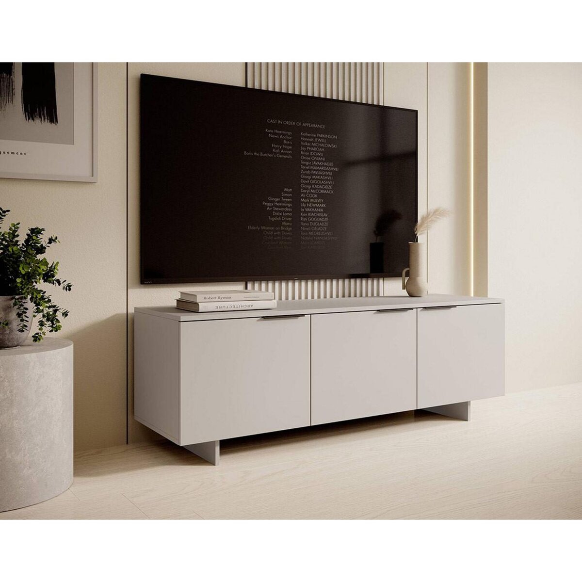 BEST MOBILIER Canterbury - meuble tv - beige - 3 portes - 150 cm