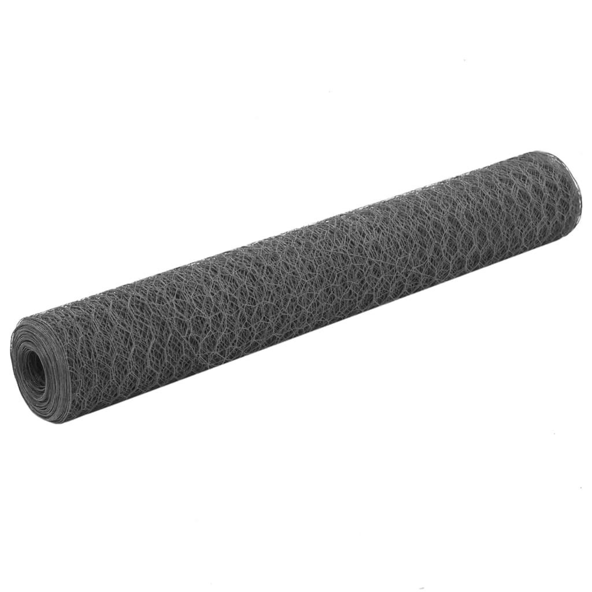 VIDAXL Grillage Acier et revetement en PVC 25 x 1 m Gris