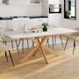 Voir la diapositive 2 : ID MARKET Table à manger extensible rectangle ALIX 6-10 personnes pied araignée bois et plateau blanc GISELE 160-200 cm