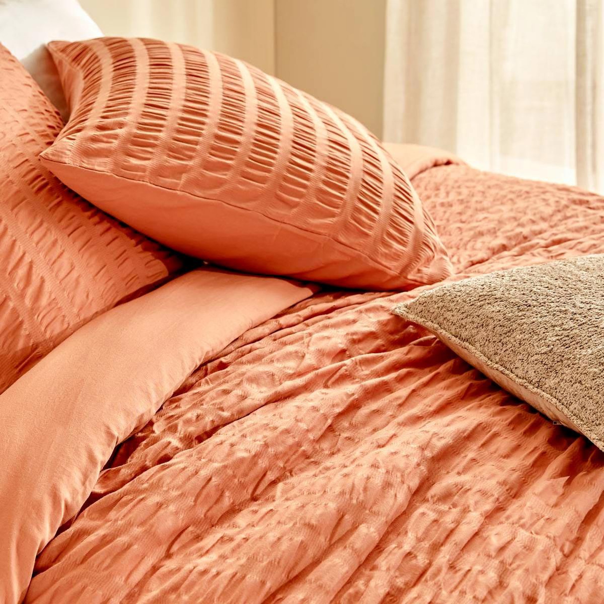 Voir la diapositive 4 : ATMOSPHERA Parure de lit 3 pièces  irhia  240x220cm terracotta