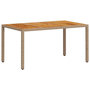 Voir la diapositive 2 : VIDAXL Table de jardin beige 150x90x75 cm resine tressee bois d'acacia