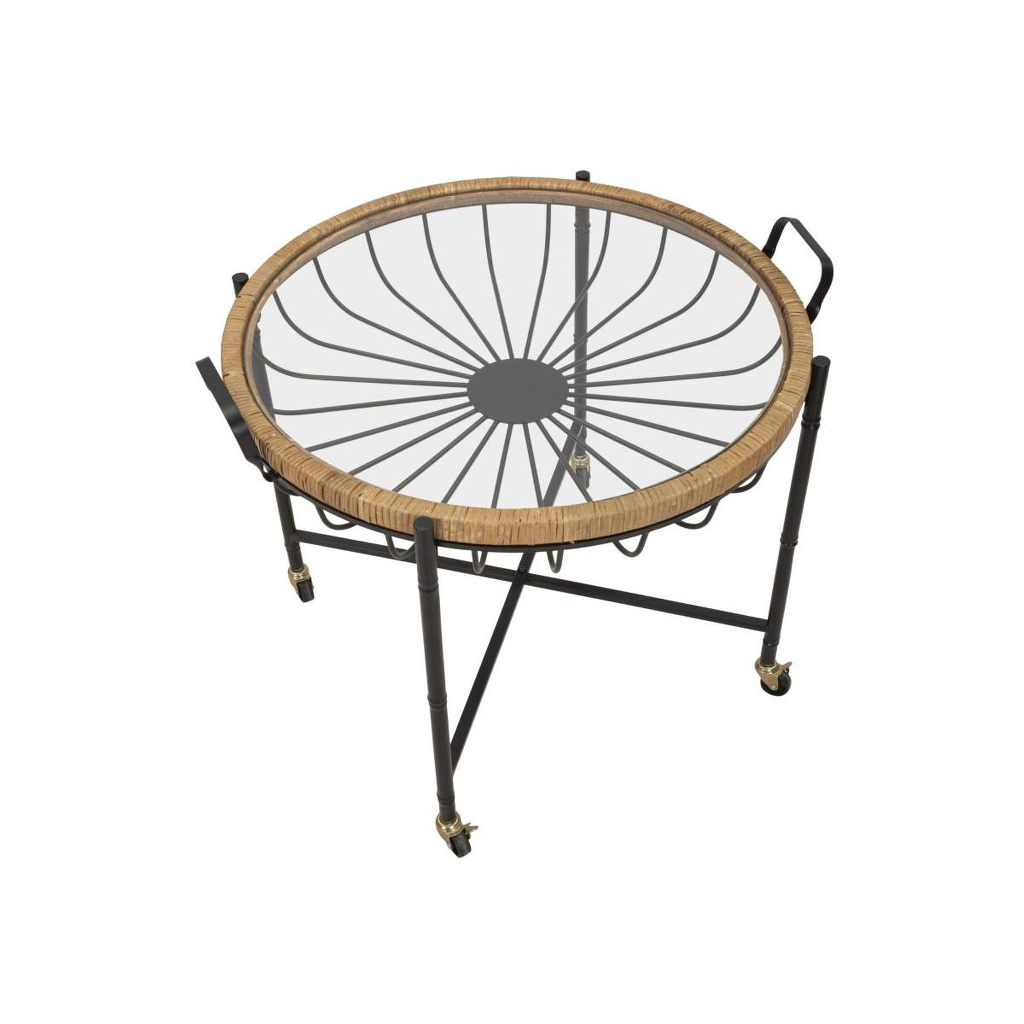 Voir la diapositive 3 : Paris Prix Table basse à roulettes  cebu  70cm noir & naturel