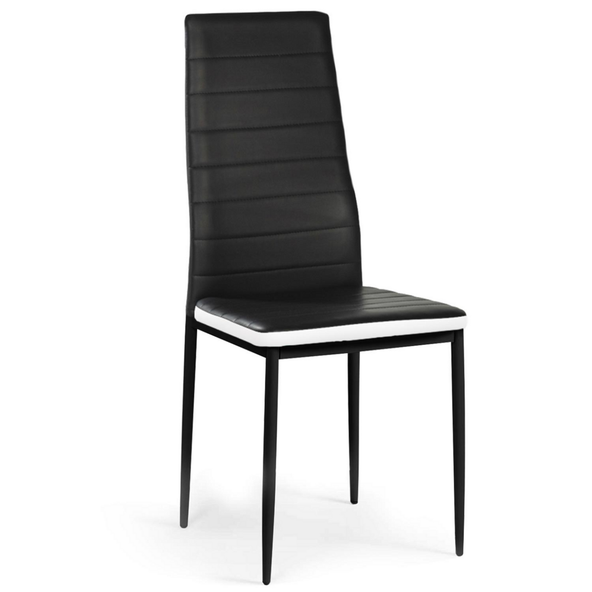 ID MARKET Lot de 4 chaises ROMANE noires bandeau blanc pour salle à manger