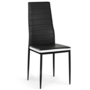 Voir la diapositive 3 : ID MARKET Lot de 4 chaises ROMANE noires bandeau blanc pour salle à manger