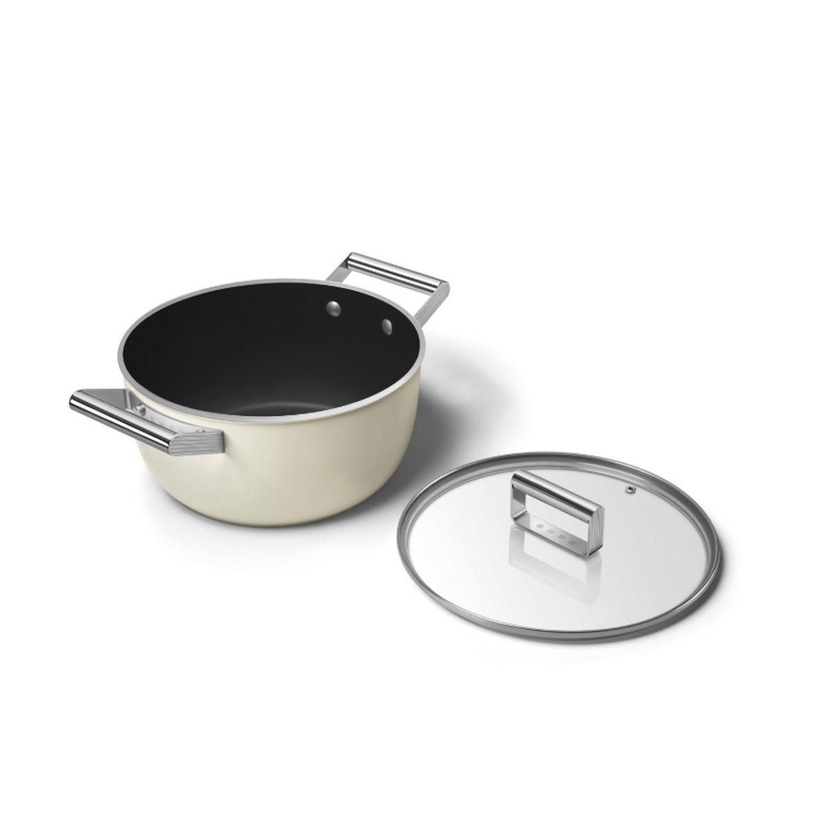 SMEG Faitout crème mat 24cm + couvercle - CSF2412CRM