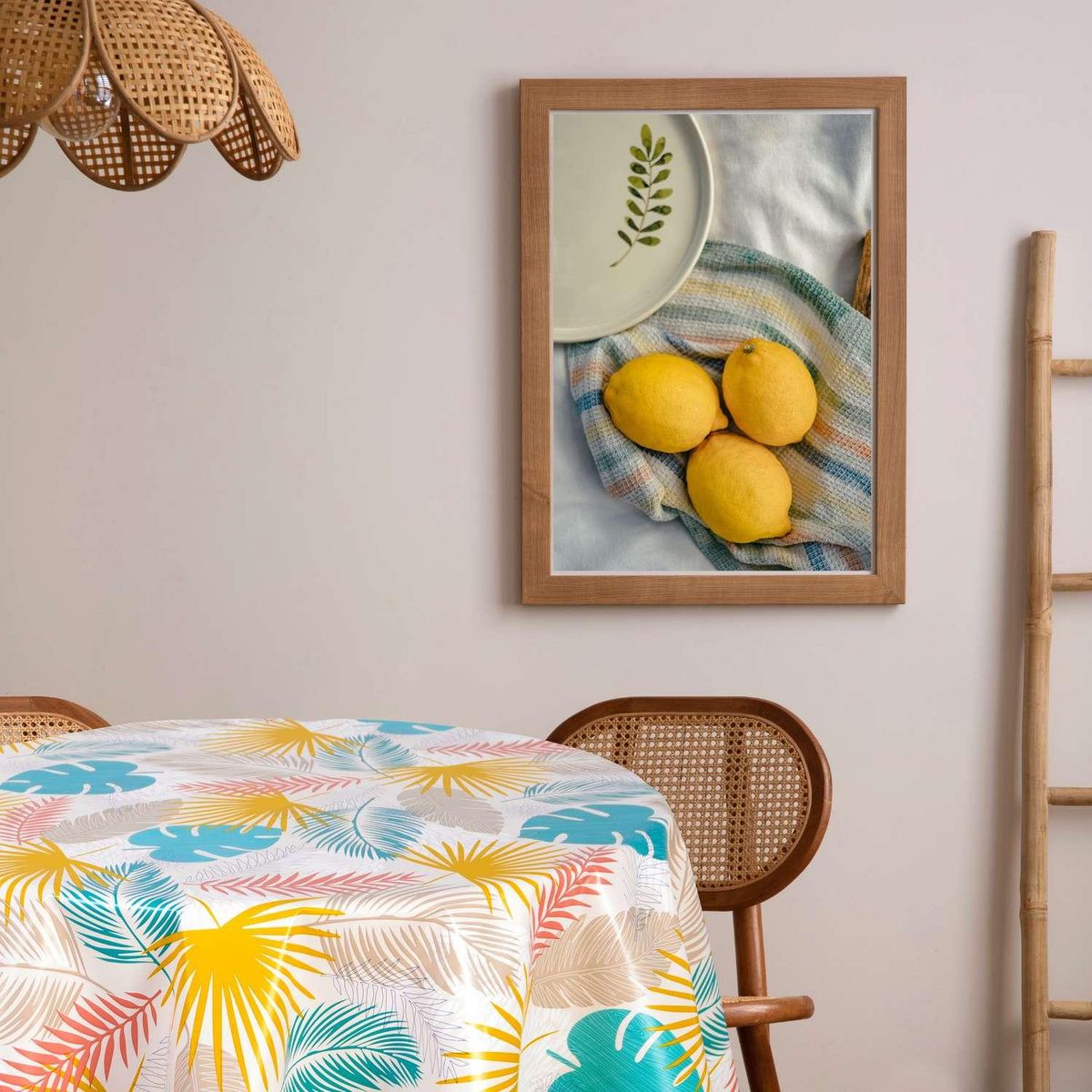 HABITABLE Nappe en toile cirée ronde Galie - Diam. 135 cm - Ecru