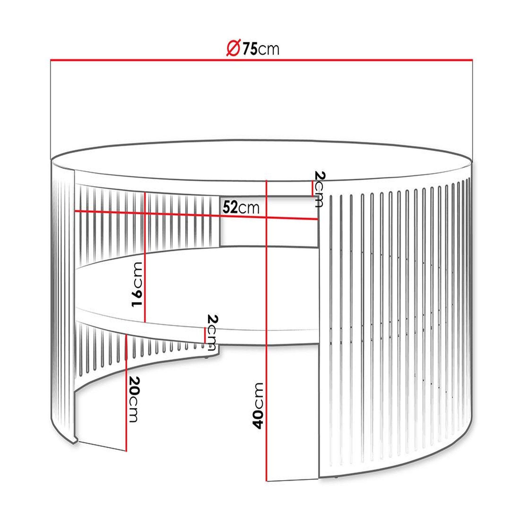 Voir la diapositive 4 : BEST MOBILIER Cruz - table basse ronde - noir - 1 niche - 75 cm