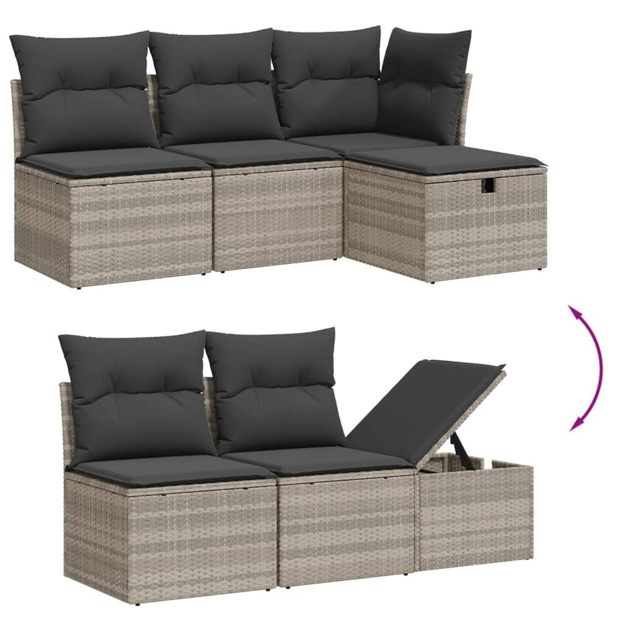 Voir la diapositive 3 : VIDAXL Salon de jardin avec coussins 7 pcs gris clair resine tressee
