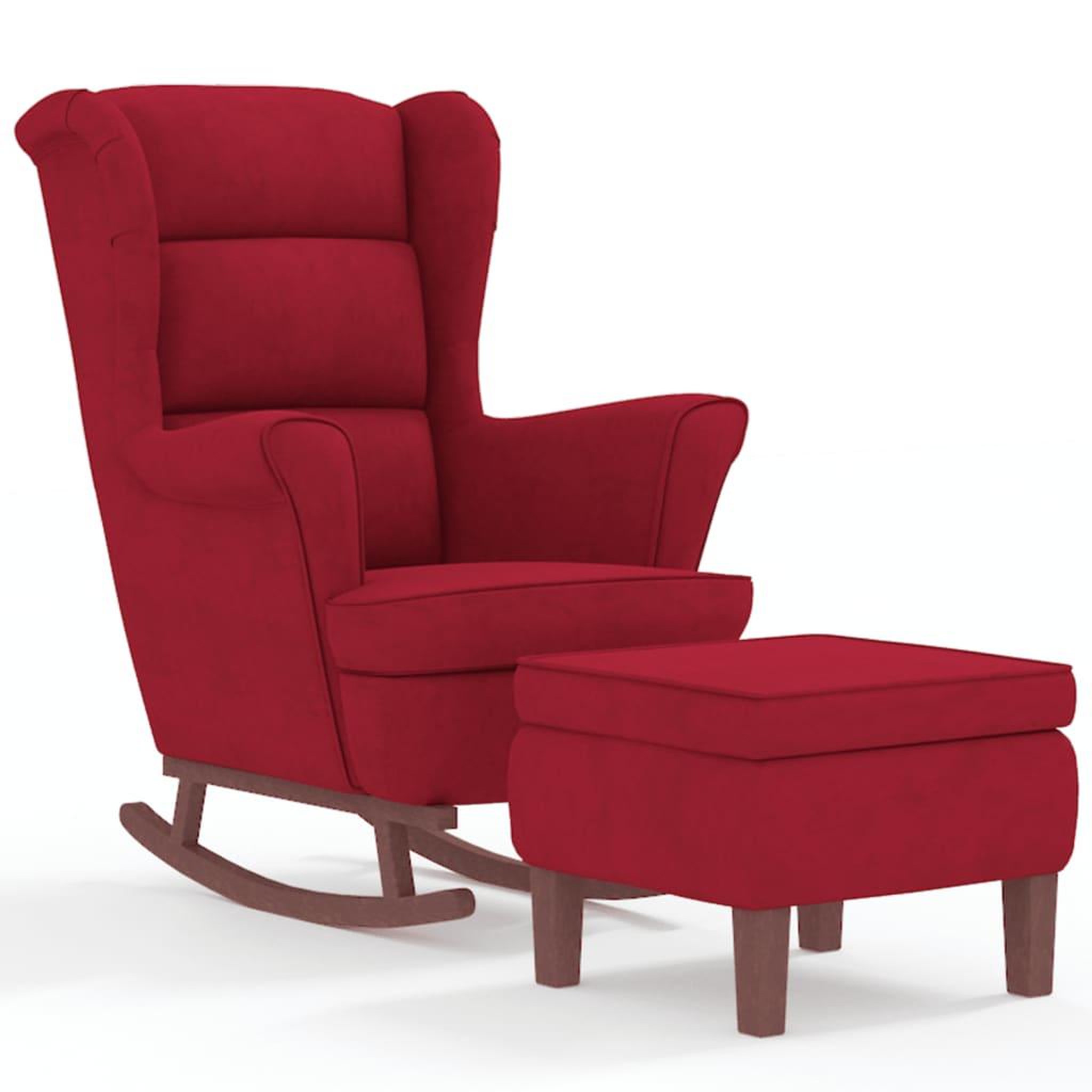 Voir la diapositive 2 : VIDAXL Chaise a bascule avec pieds en bois et tabouret Bordeaux