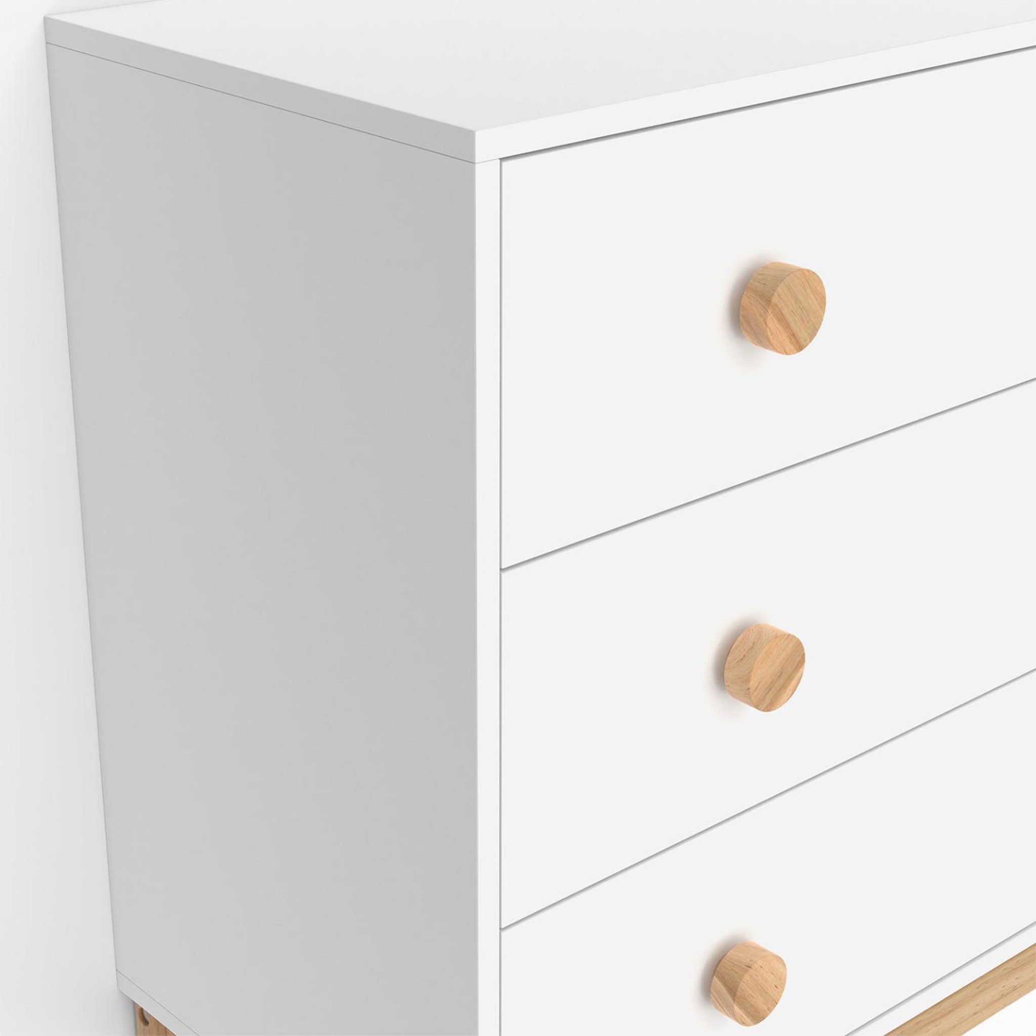 Voir la diapositive 6 : ID MARKET Commode 3 tiroirs jacob 80 cm enfant blanc et bois